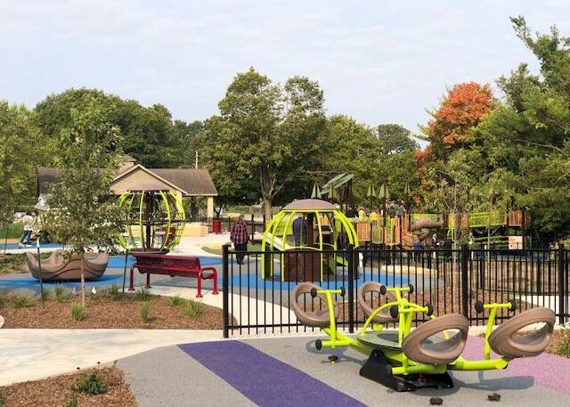 Playground equipment at Ames Miracle Playground